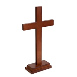 Krzyż prosty stojący drewniany brąz rustykalny 56 cm